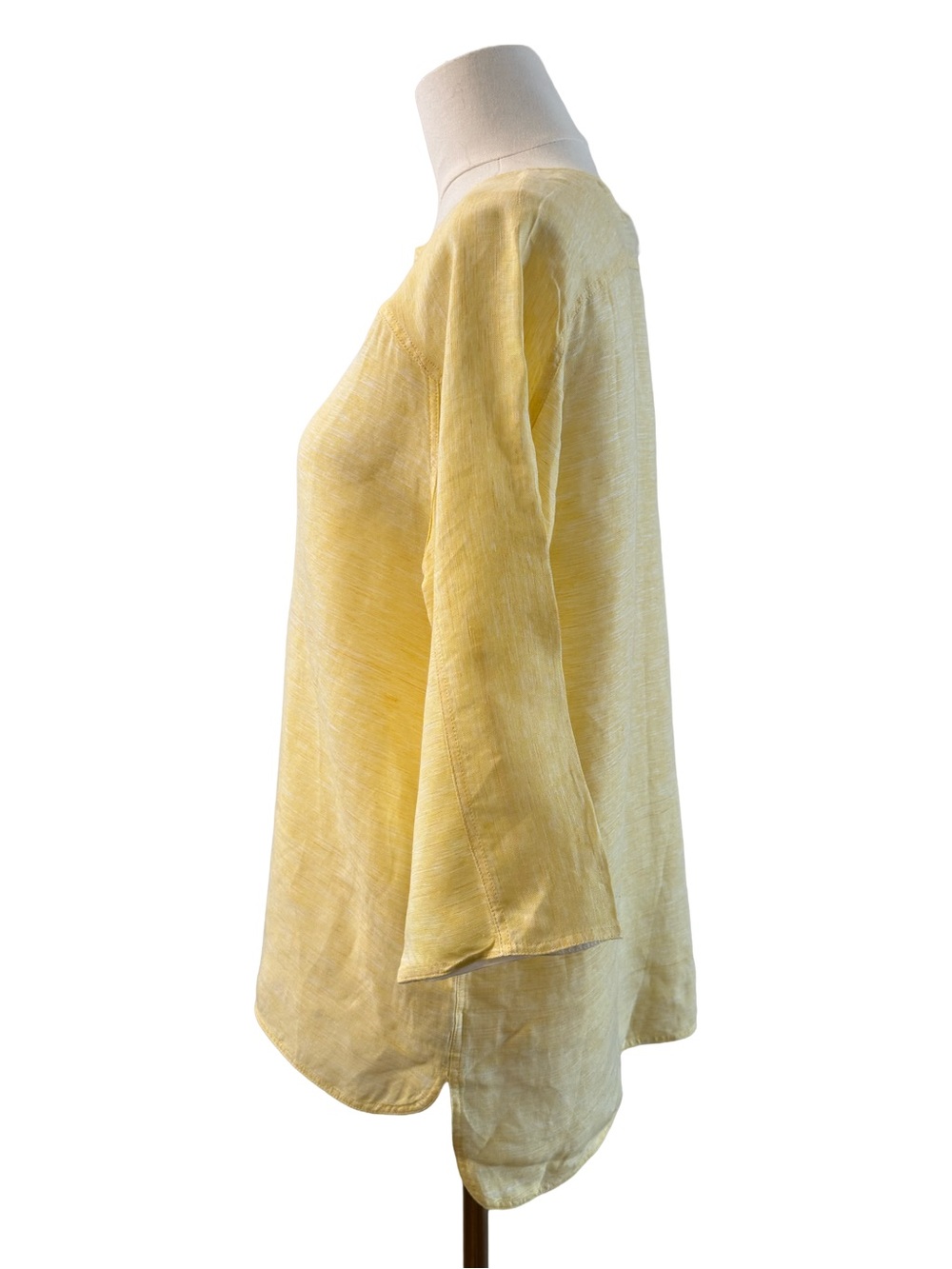 Lafayette 148 New York Butter Yellow Women’s Linen Blend Blouse Top 3/4 Sleeve - Picture 5 of 8